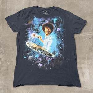 Bob Ross Space Art Galaxy Graphic Tee, Black, Men's Size L